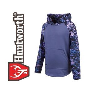 Huntworth Girl’s 2-Tone Lifestyle Camo Fleece Hoodie  • SM • Lilac/Vixen